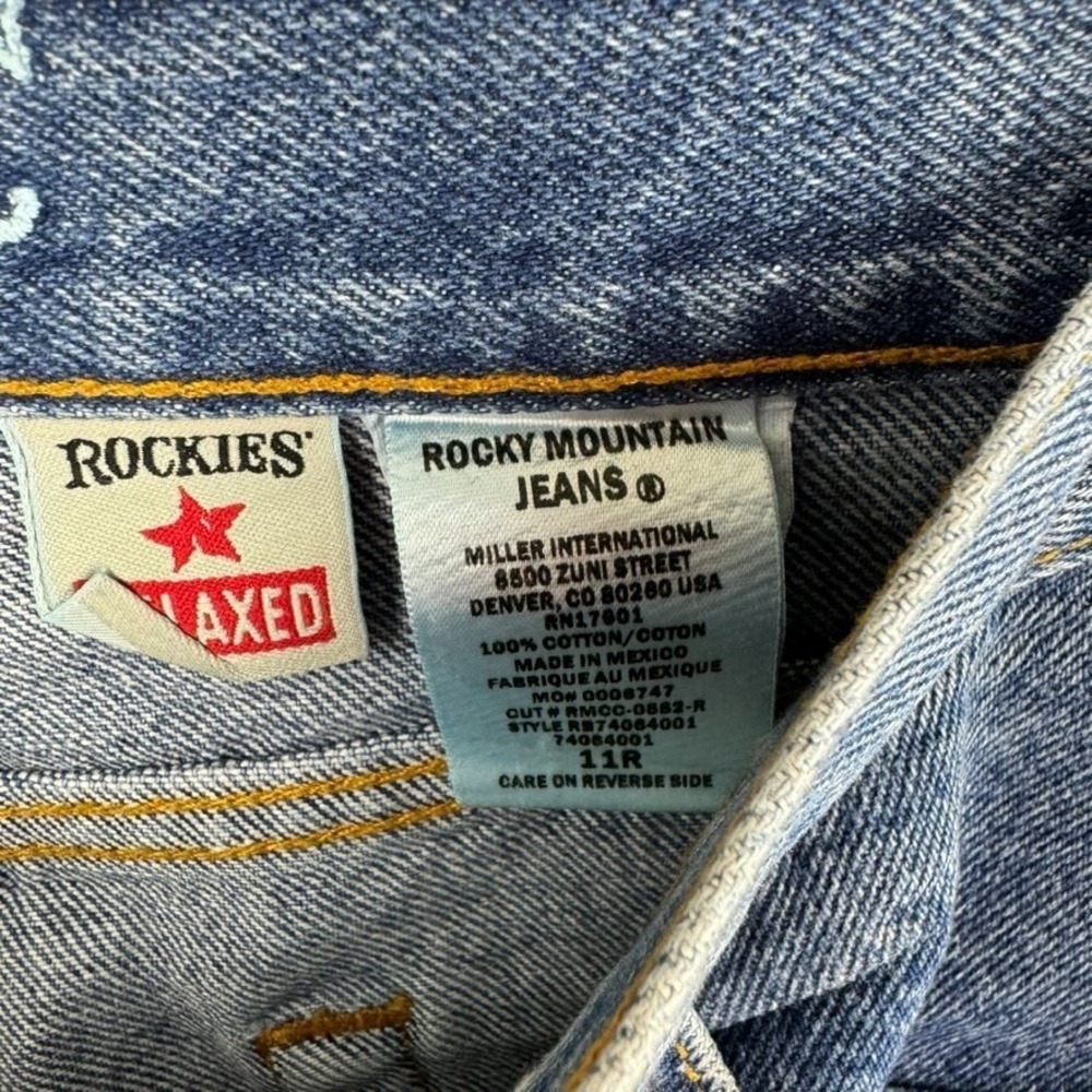 Rocky Mountain Rockies Relaxed Jeans Womens 11R Blue Denim Starched VTG - Picture 5 of 9